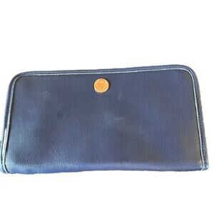 Travel Wallet in Navy Blue with Gold Accents